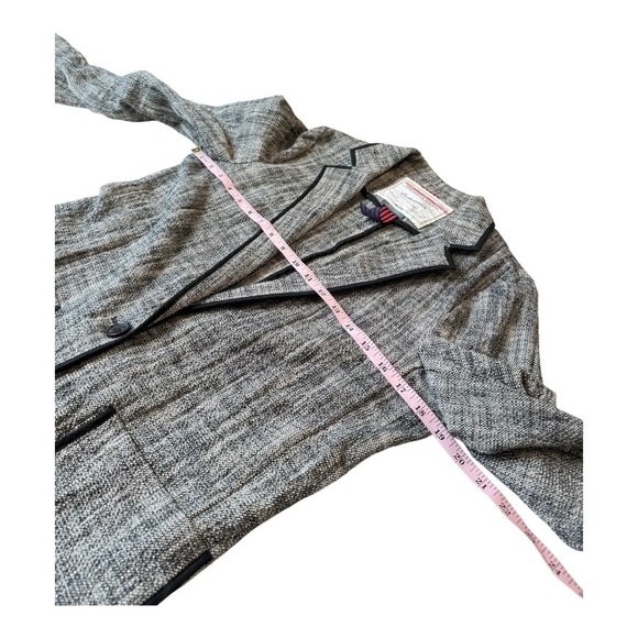 Anthropologie Cartonnier Levine Knit Blazer Black White Tweed Knit Size 10 - Picture 9 of 16